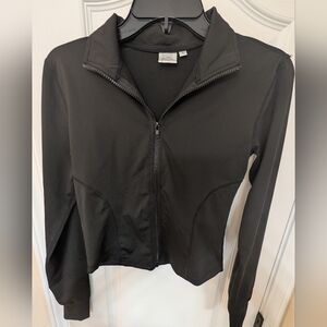 Black Women's Zip-Up  Fitted Crop Active  Jacket